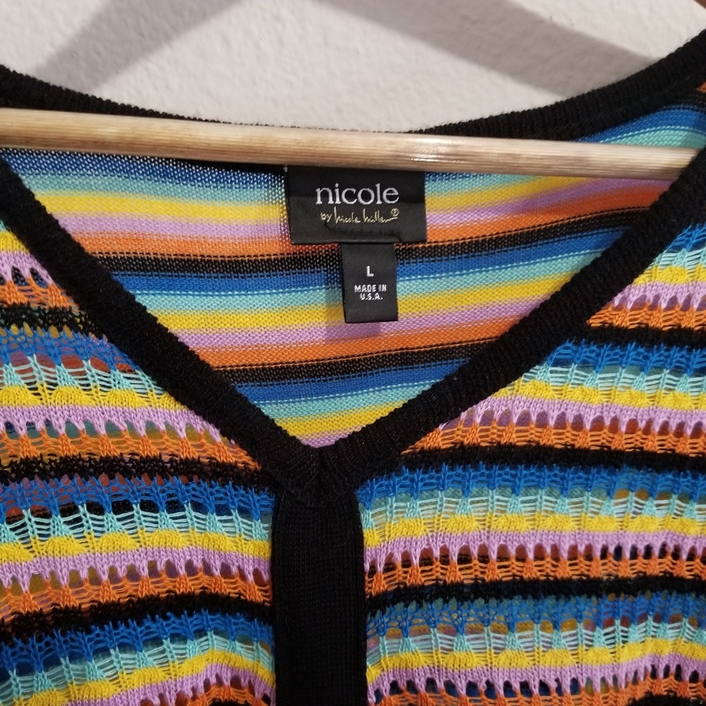 Nicole by Nicole Miller Rainbow knit shirt sz Lg